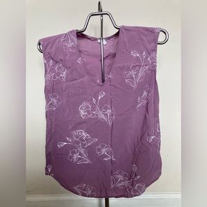 Violet Floral V-Neck Shell Top